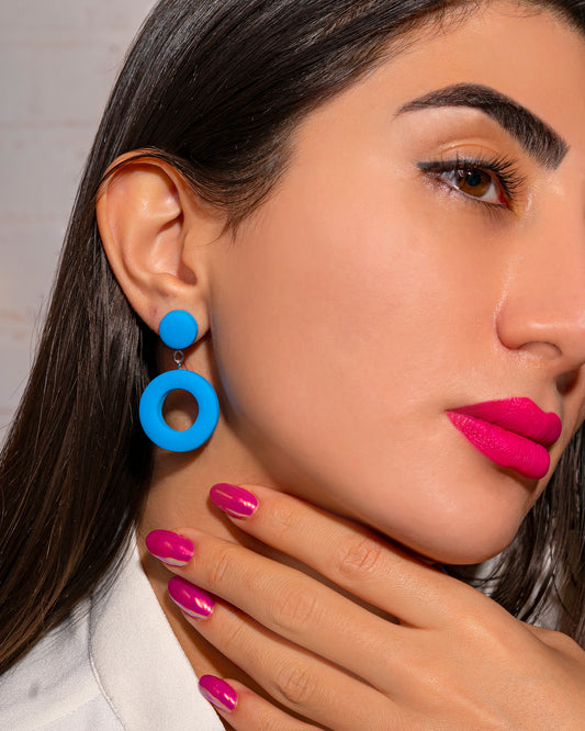 boucles d'oreilles longues originales pour femmes de couleur bleu 