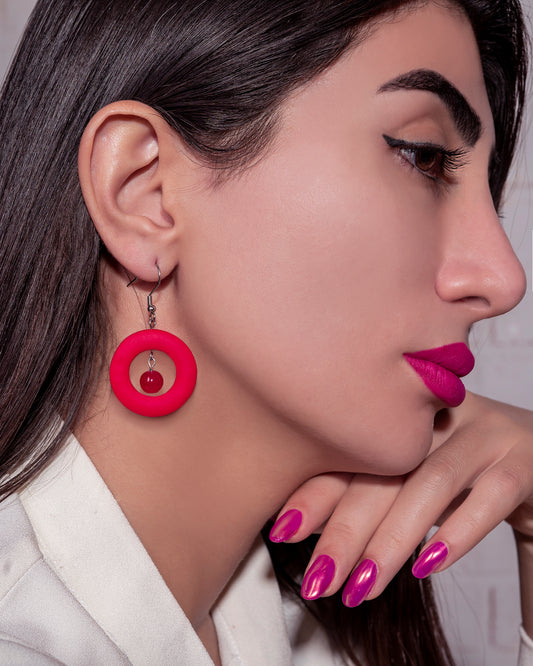 Boucles d’Oreilles Pendantes Fantaisies Rouges